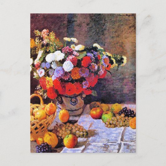 Monet - Blume und Obst Postkarte (Vorderseite)