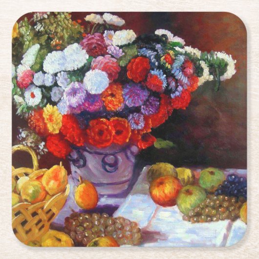 Monet Blume und Obst Rechteckiger Pappuntersetzer (Vorderseite)