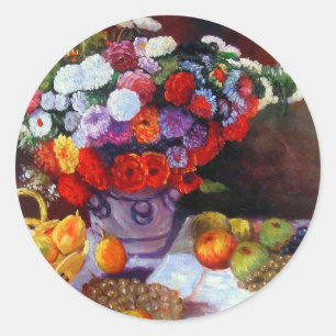 Monet Blume und Obst Runder Aufkleber