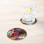 Monet Blume und Obst Runder Pappuntersetzer (Vor Ort)