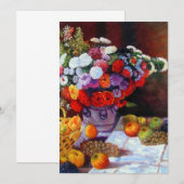 Monet-Blume und Obstkarte Save the Date (Vorne/Hinten)