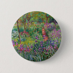 monet Blumen vintage die-Schwertlilie-Garten-in-Gi Button