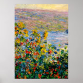 Monet - Blumenbeete in Vetheuil Poster (Vorne)