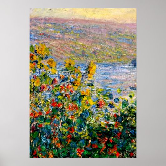 Monet - Blumenbeete in Vetheuil Poster (Vorne)