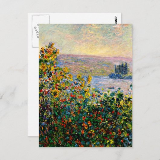 Monet - Blumenbeete in Vetheuil Postkarte (Vorne/Hinten)