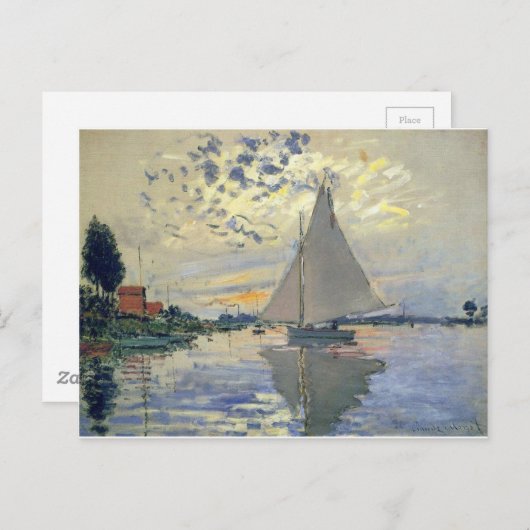 Monet-Boot-Segeln in Le-Petit-Gennevillie Postkarte