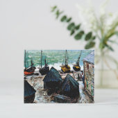 Monet - Boote am Strand bei Etretat Postkarte (Stehend Vorderseite)