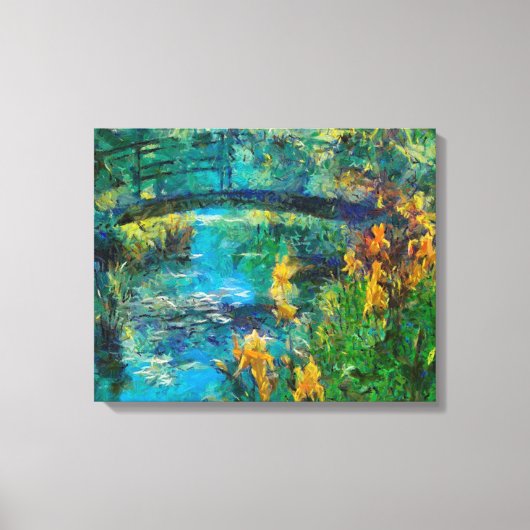 Monet-Brücke mit Iris Leinwanddruck (Vorderseite)