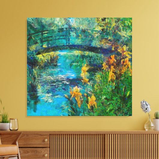 Monet-Brücke mit Iris Leinwanddruck (Insitu (Wohnzimmer))