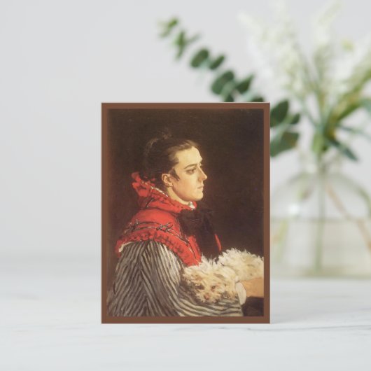 Monet - Camille mit einem kleinen Hund Postkarte (Stehend Vorderseite)