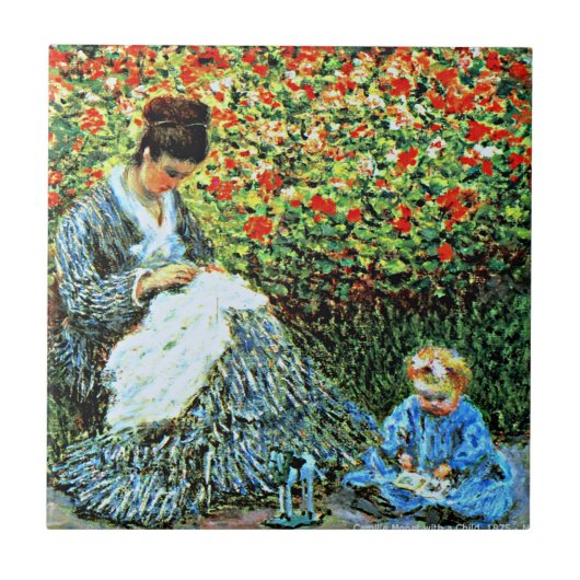 Monet - Camille Monet und Kind Fliese (Vorderseite)