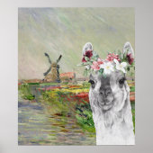 Monet Champ Tulipes und der Extravagante Llama Poster (Vorne)