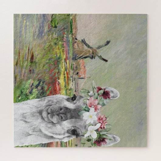 Monet Champ Tulipes und der Extravagante Llama Puzzle (Horizontal)