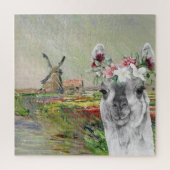 Monet Champ Tulipes und der Extravagante Llama Puzzle (Vertikal)