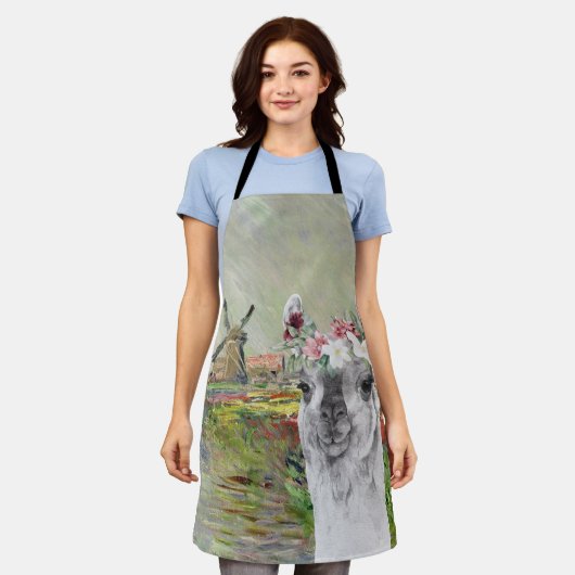 Monet Champ Tulipes und der Extravagante Llama Schürze (Getragen)