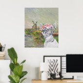 Monet Champ Tulipes und Extravagante Katze Poster (Heimbüro)