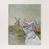 Monet Champ Tulipes und Extravagante Katze Puzzle (Vertikal)