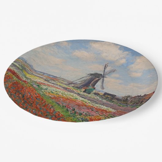 Monet - Champs de Tulipes en Hollande Pappteller (Schrägansicht)