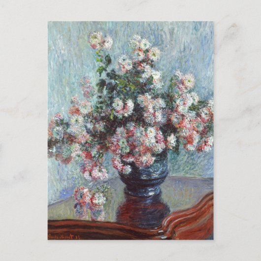 Monet Chrysanthemas Vintager Blumenimpressionismus Postkarte (Vorderseite)