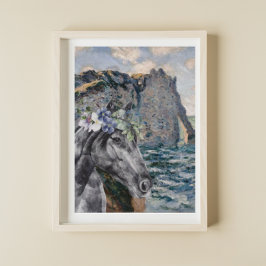 Monet Cliff of Aval & Black Horse Poster
