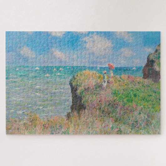 Monet Cliff Walk bei Pourvil Impressionist Malerei Puzzle (Horizontal)