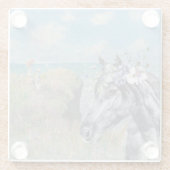 Monet Cliff Walk & Black Horse Glasuntersetzer (Rückseite)