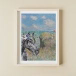 Monet Cliff Walk & Black Horse Poster<br><div class="desc">Ein wunderschönes und einzigartiges Kunstwerk,  das Monet's Cliff Walk in Pourville als Hintergrund für ein schwarzes,  wasserfarbenes Pferd mit Blumenkronenportrait-Overlay darstellt.</div>