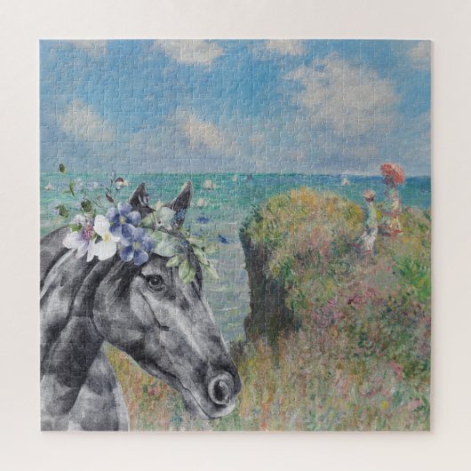 Monet Cliff Walk & Black Horse Puzzle (Vertikal)
