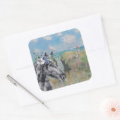 Monet Cliff Walk & Black Horse Quadratischer Aufkleber (Umschlag)