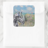 Monet Cliff Walk & Black Horse Quadratischer Aufkleber (Tasche)