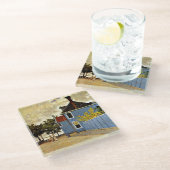 Monet - Das blaue Haus in Zaandam Glasuntersetzer (Schrägansicht)