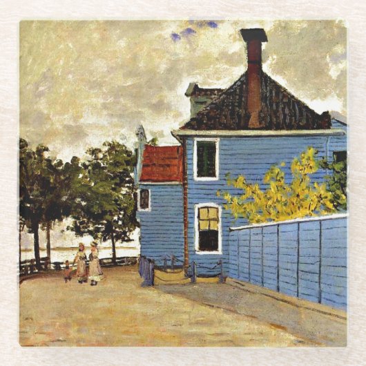 Monet - Das blaue Haus in Zaandam Glasuntersetzer (Vorderseite)