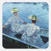 Monet - Das blaue Rowboat Quadratischer Aufkleber (Vorderseite)