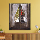 Monet - Das rote Kerchie Leinwanddruck (Insitu (Wohnzimmer))