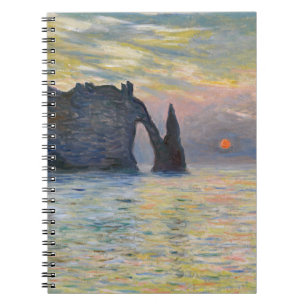 Monet - Der Manneport, Klippe bei Etretat, Sonnenu Notizblock