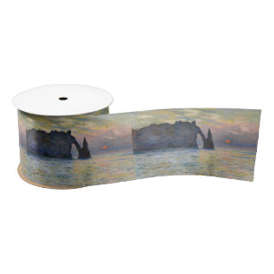 Monet - Der Manneport, Klippe bei Etretat, Sonnenu Satinband