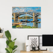 Monet - Die Brücke über die Seine, Poster (Heimbüro)
