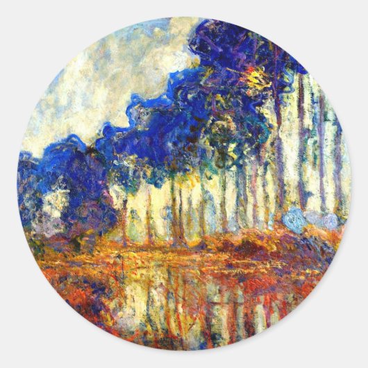 Monet - Die Poplars im Herbst Runder Aufkleber (Vorderseite)