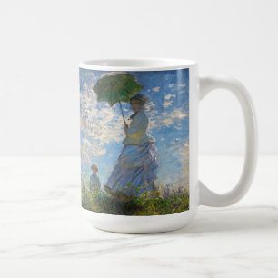 Monet die Promenaden-Frau mit einer Kaffeetasse