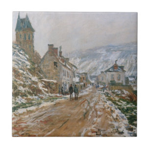 Monet - Die Straße in Vetheuil im Winter Fliese