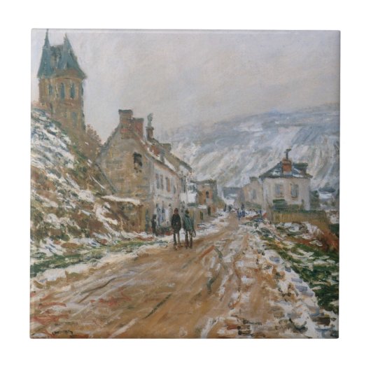 Monet - Die Straße in Vetheuil im Winter Fliese (Vorderseite)