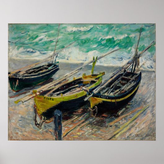 Monet - Drei Fischerboote Poster (Vorne)