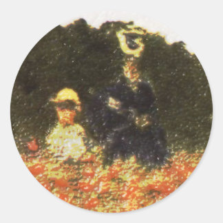 Monet - Ehefrau und Sohn Runder Aufkleber