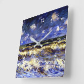 Monet - Ein stürmisches Meer Quadratische Wanduhr (Winkel)