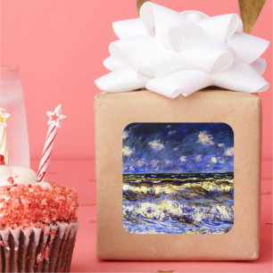 Monet - Ein stürmisches Meer Quadratischer Aufkleber