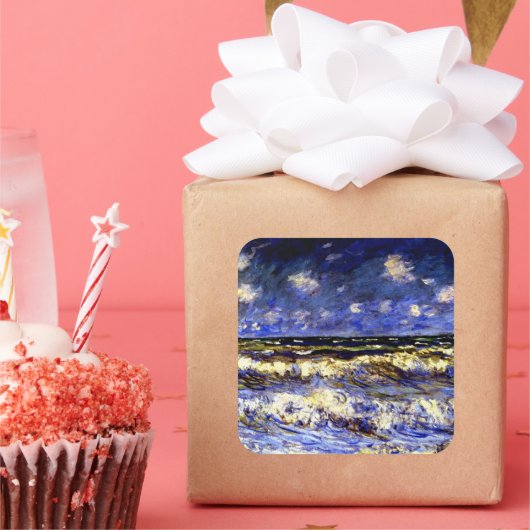 Monet - Ein stürmisches Meer Quadratischer Aufkleber (Party)