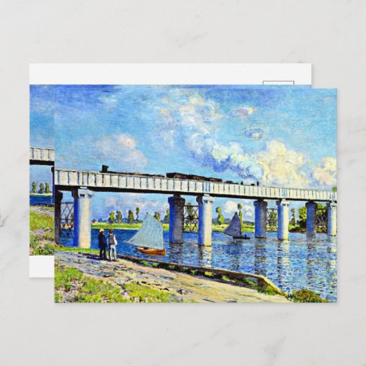 Monet - Eisenbahnbrücke in Argenteuil Postkarte (Vorne/Hinten)