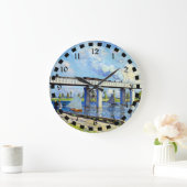 Monet - Eisenbahnbrücke in Argenteuill Große Wanduhr (Zuhause)