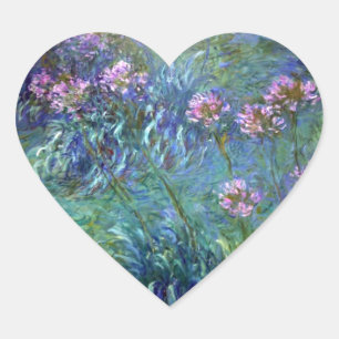 Monet feine Kunst-Blumenagapanthus-Aufkleber Herz-Aufkleber