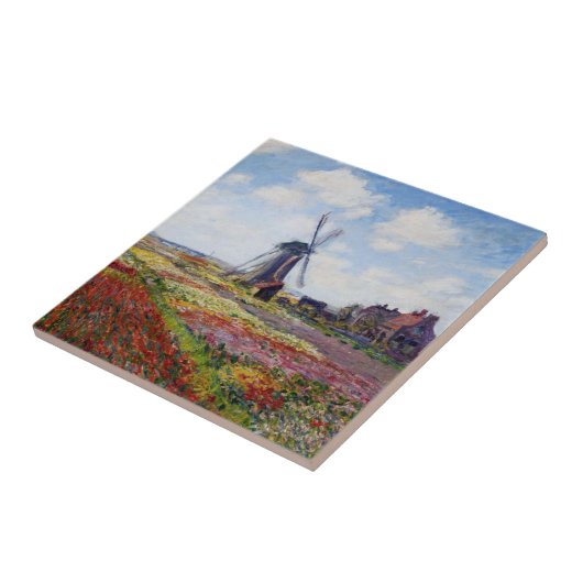 Monet Feld der Tulpen mit Windmühlen-Fliese Fliese (Seite)